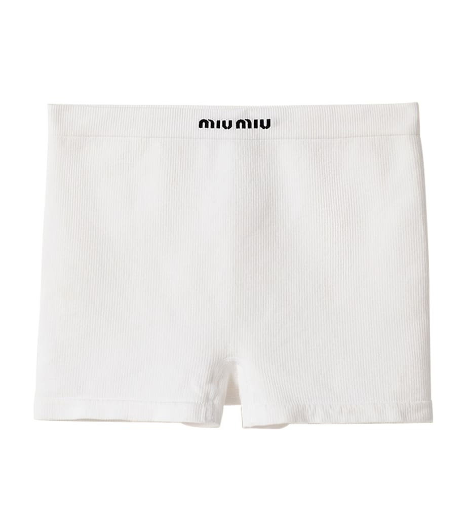Miu Miu White Ribbed Seamless Boxer Shorts