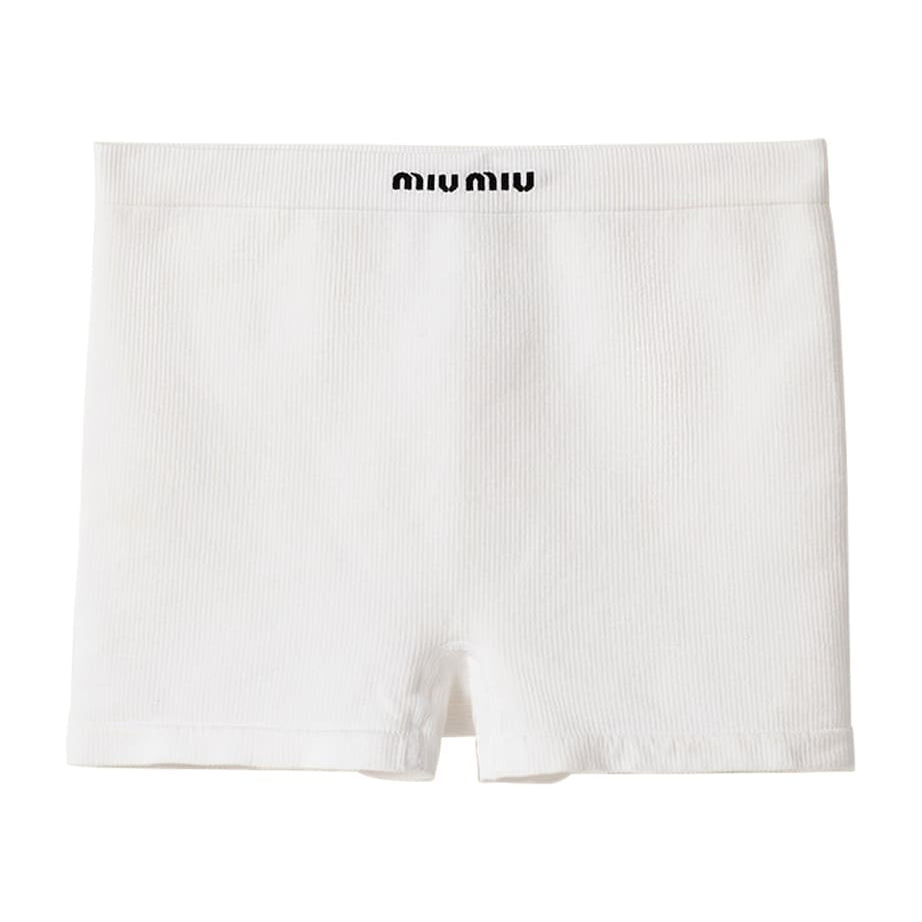 Miu Miu White Ribbed Seamless Boxer Shorts
