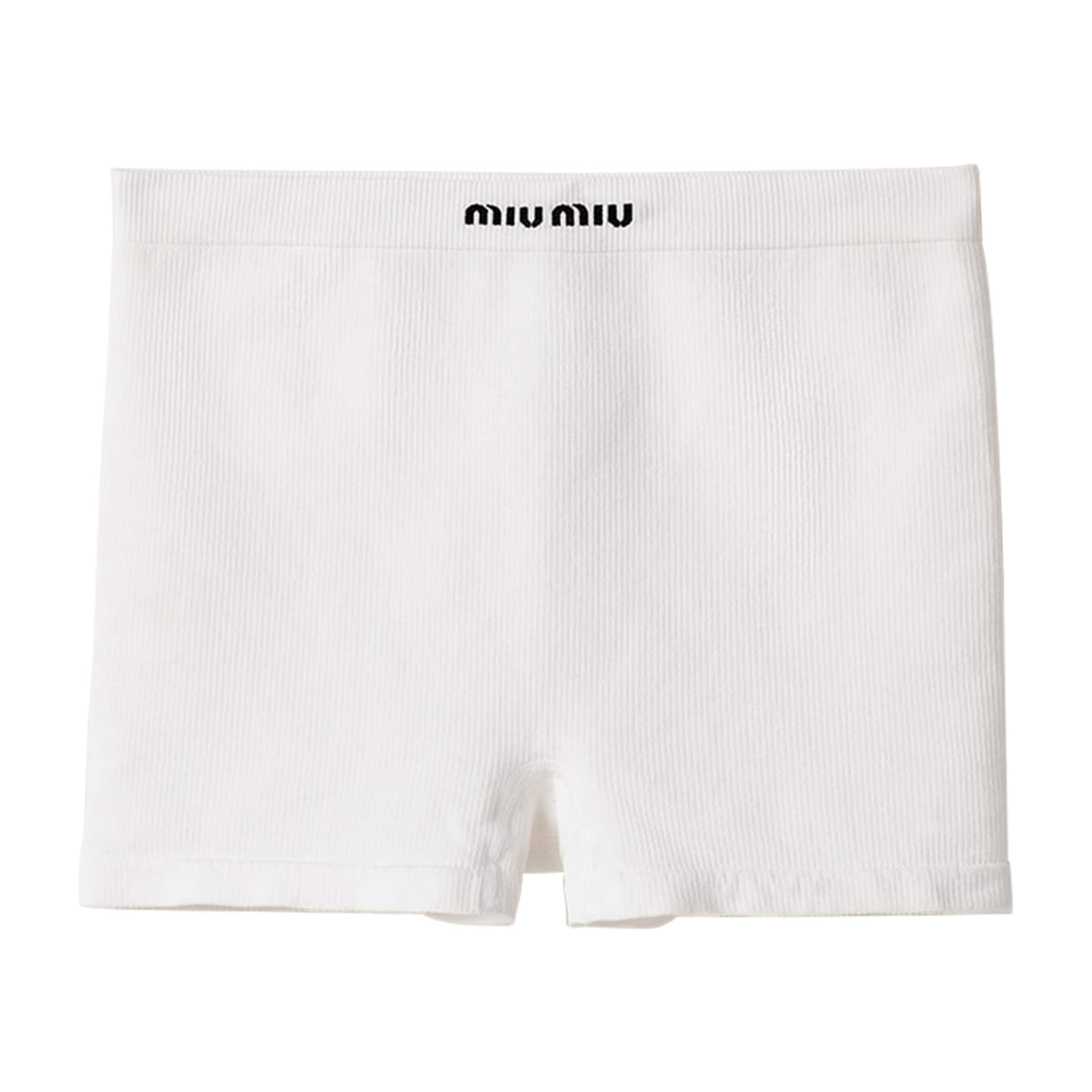 Miu Miu White Ribbed Seamless Boxer Shorts