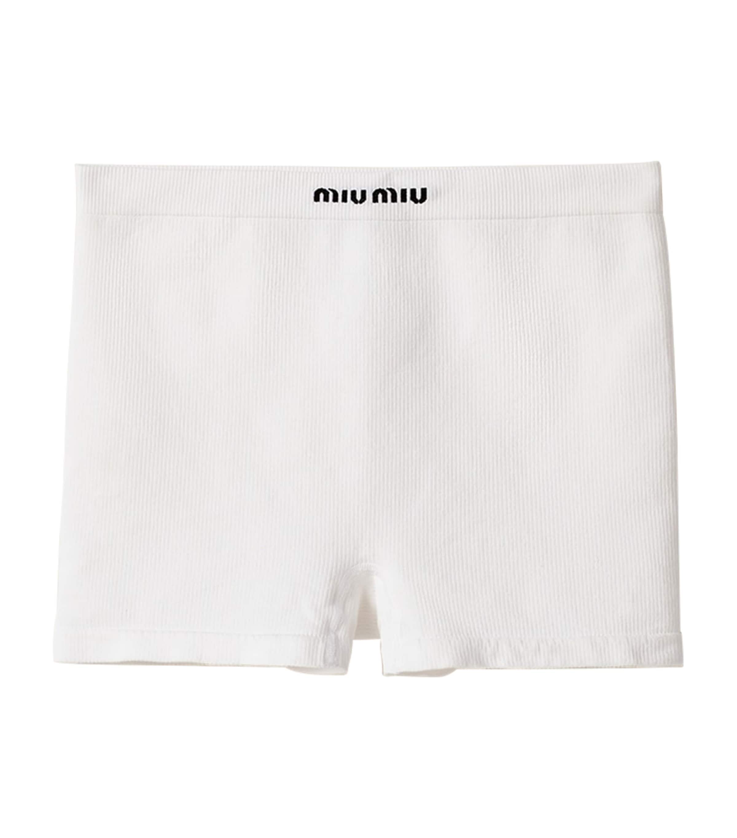 Miu Miu White Ribbed Seamless Boxer Shorts