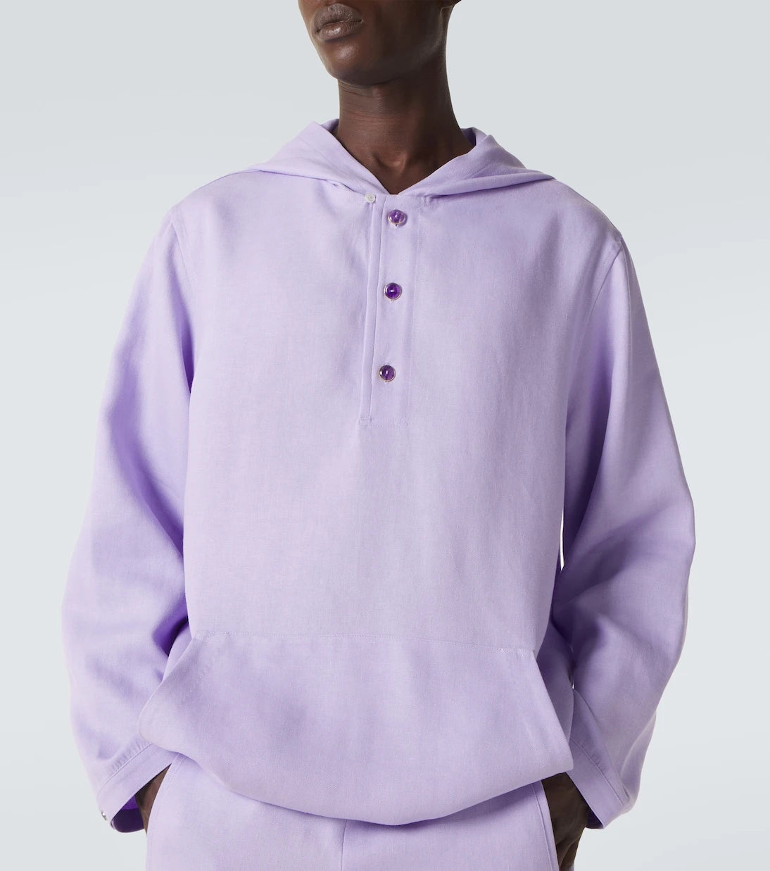 God's True Cashmere - Hooded linen jacket with amethyst