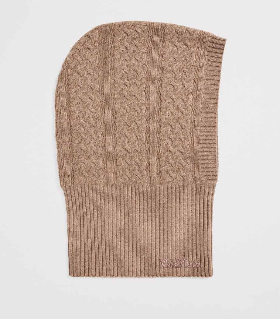 Max Mara Beige Cashmere Cable-Knit Balaclava