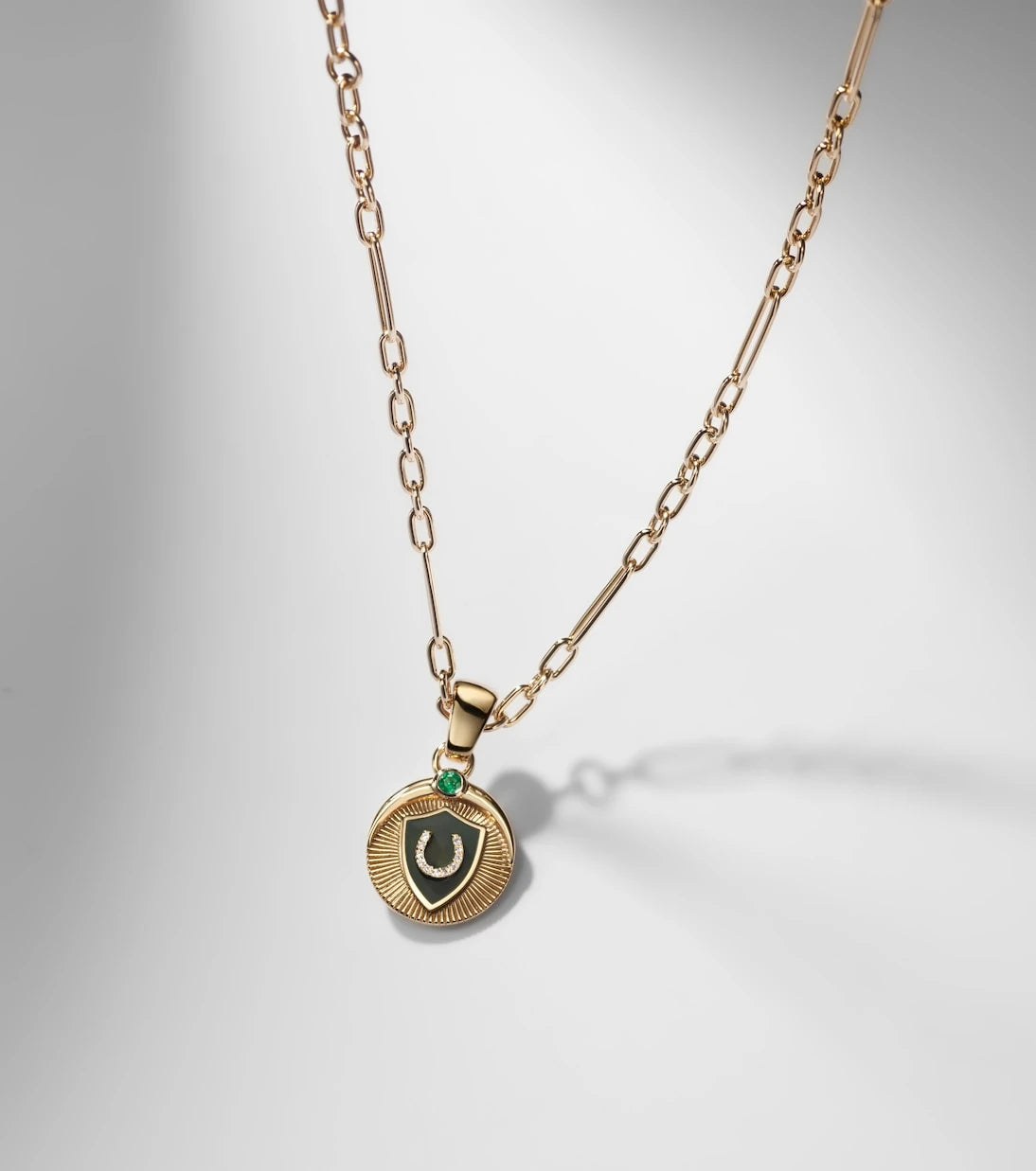 FoundRae - 18kt gold necklace with emerald and diamonds