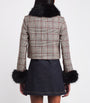 Self-Portrait Brown Faux Fur-Trim Check Jacket