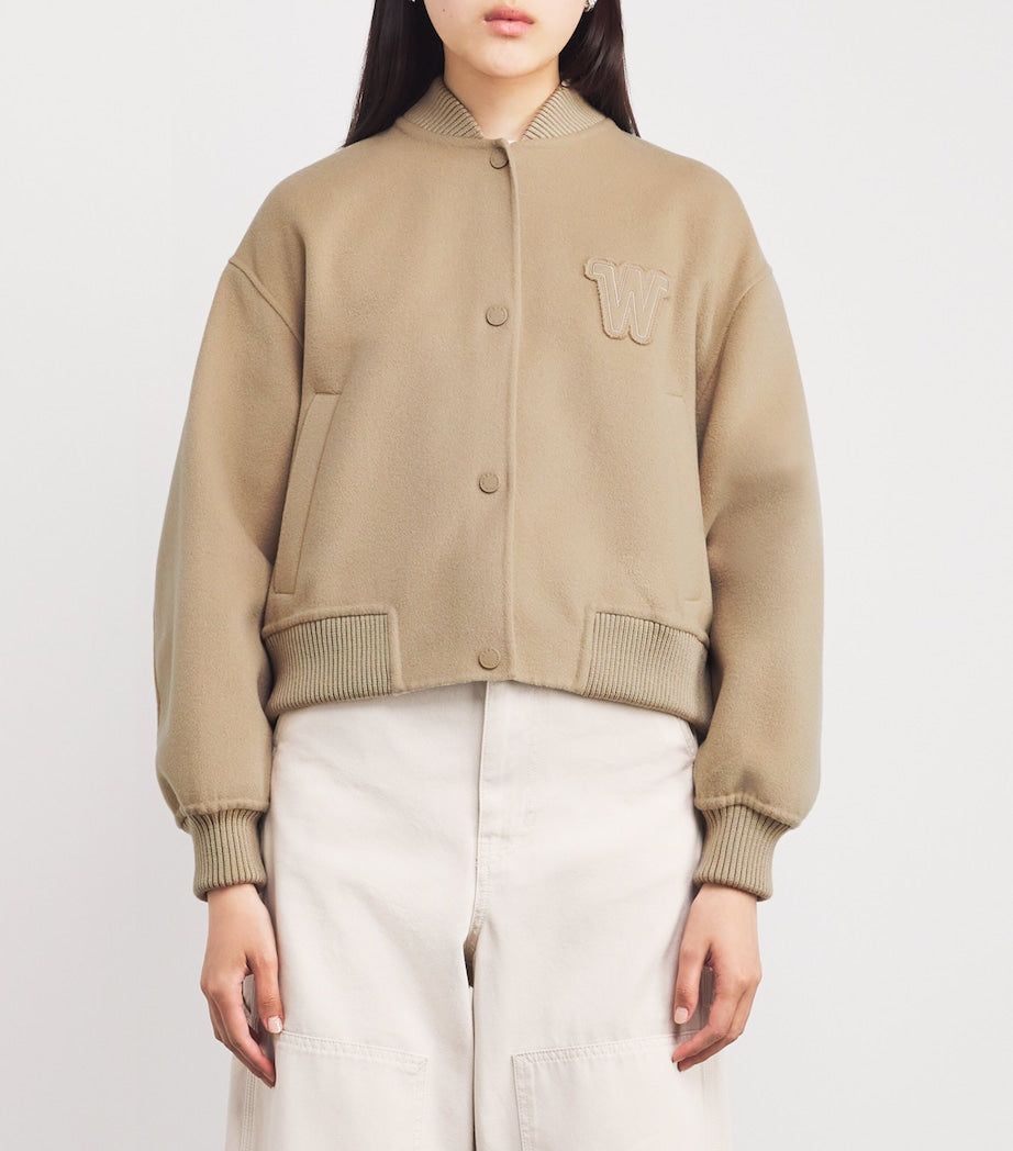 Weekend Max Mara Beige Wool-Blend Bomber Jacket