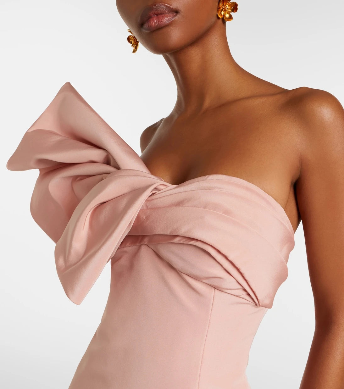 Oscar de la Renta - Bow-detail draped silk faille gown