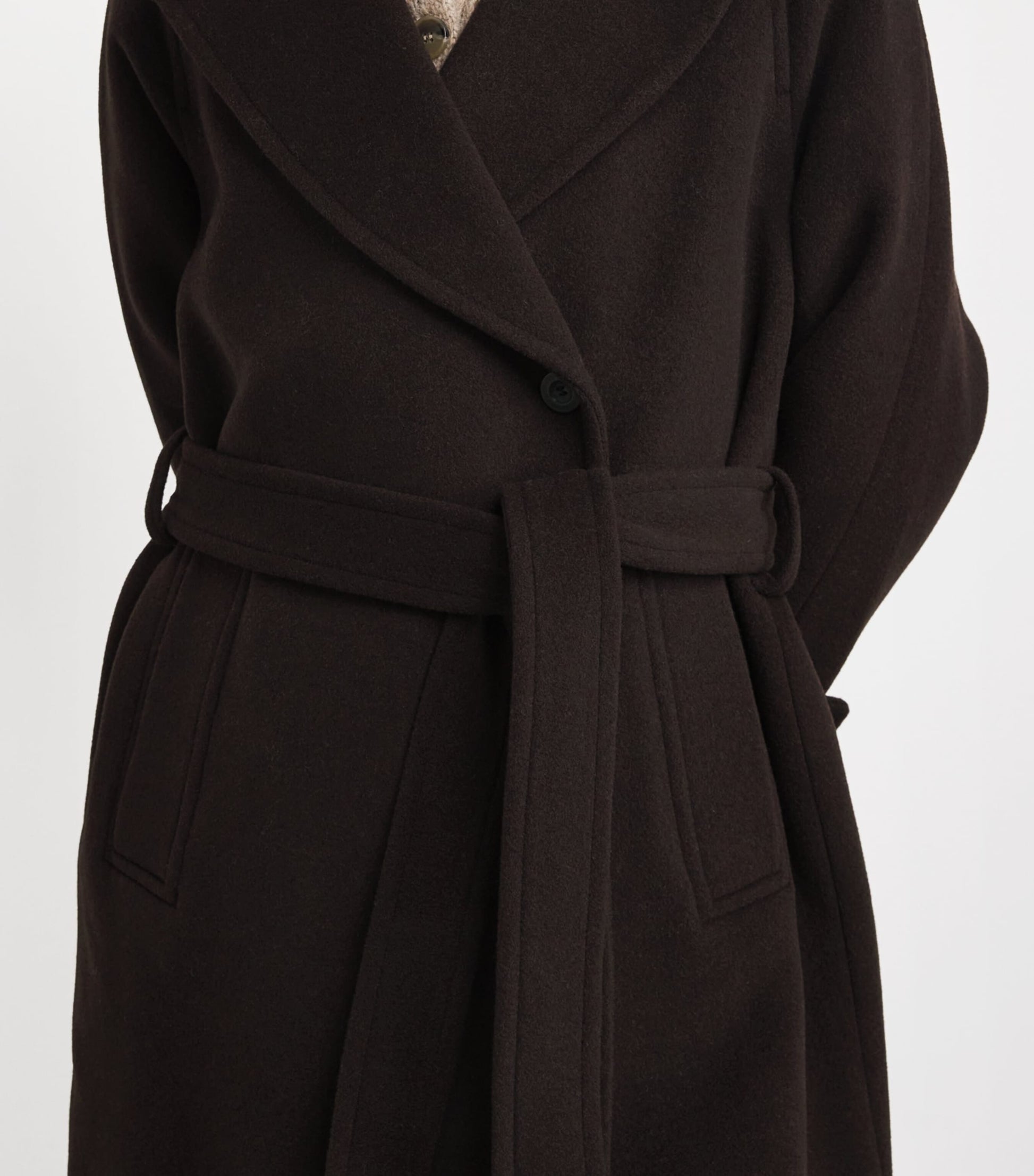 Claudie Pierlot Brown Wool-Blend Belted Coat