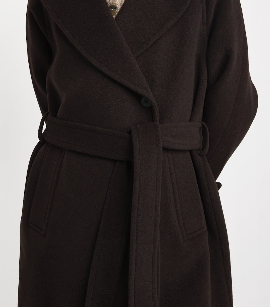 Claudie Pierlot Brown Wool-Blend Belted Coat