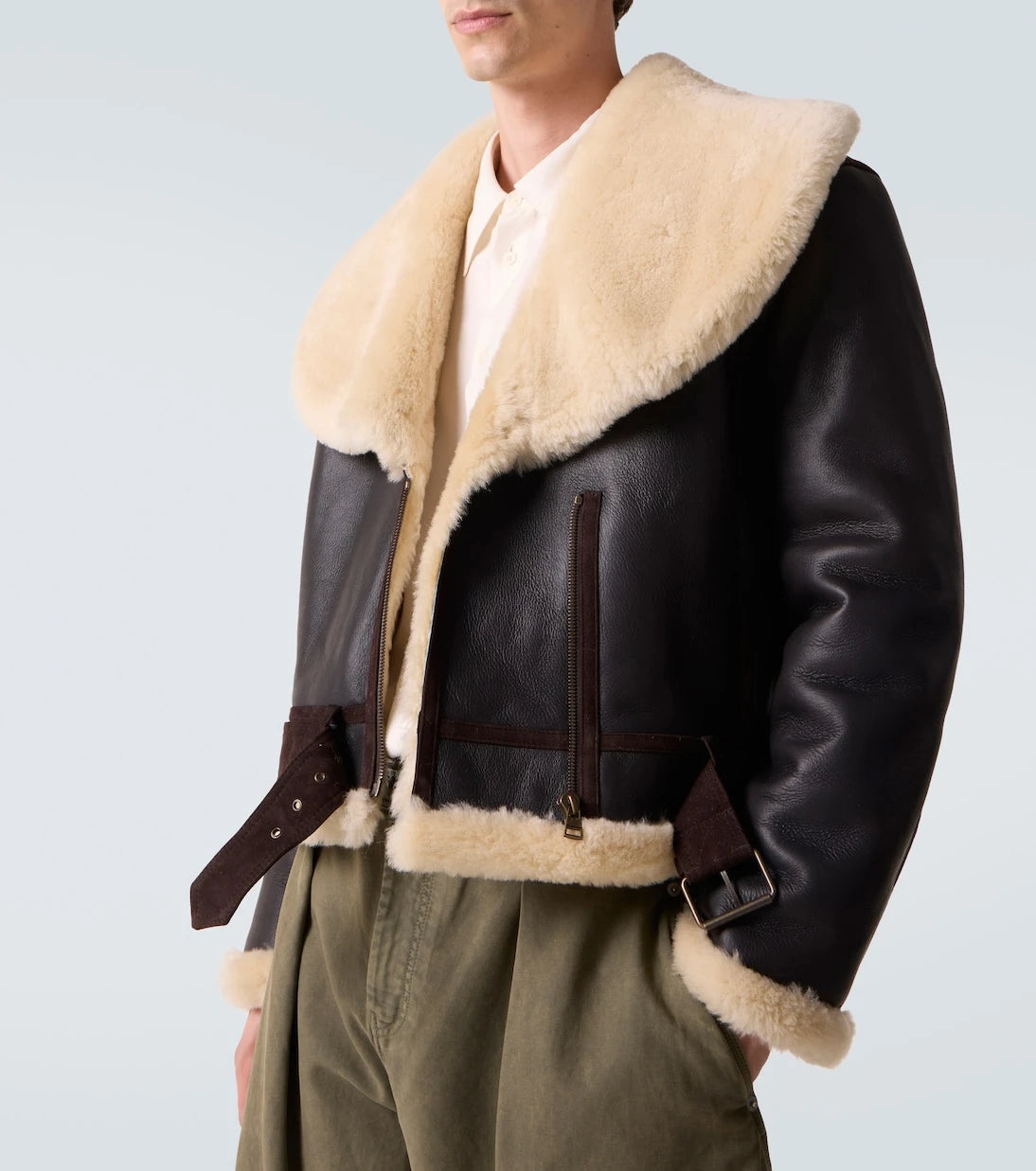 JW Anderson - Shearling-trimmed leather jacket