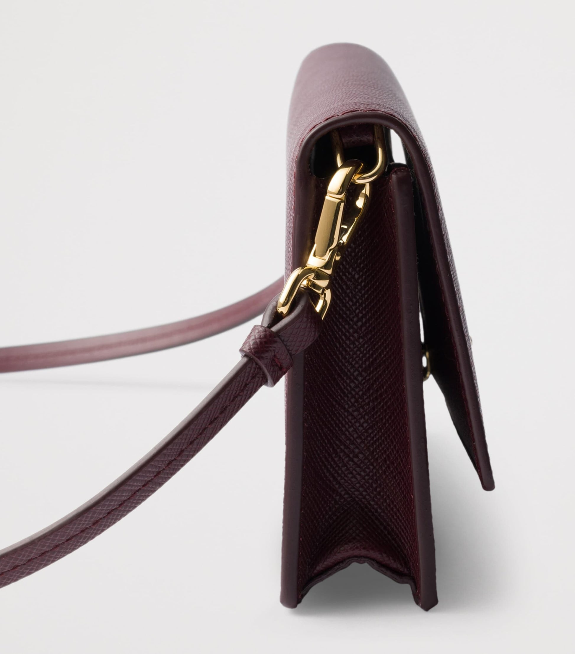 Prada Burgundy Mini Saffiano Leather Clutch Bag