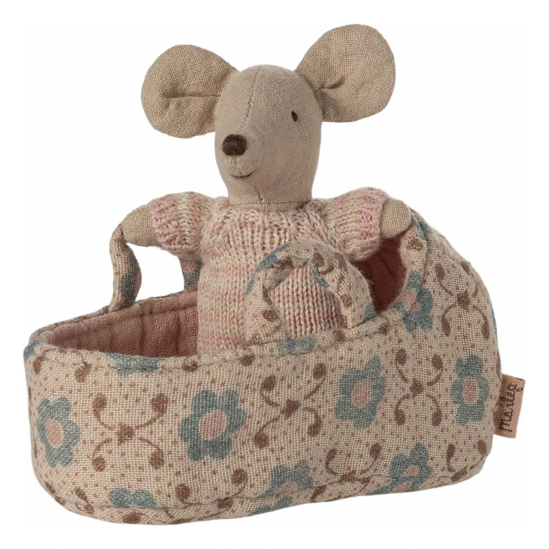 Maileg - Baby mouse in its bassinet | Pink