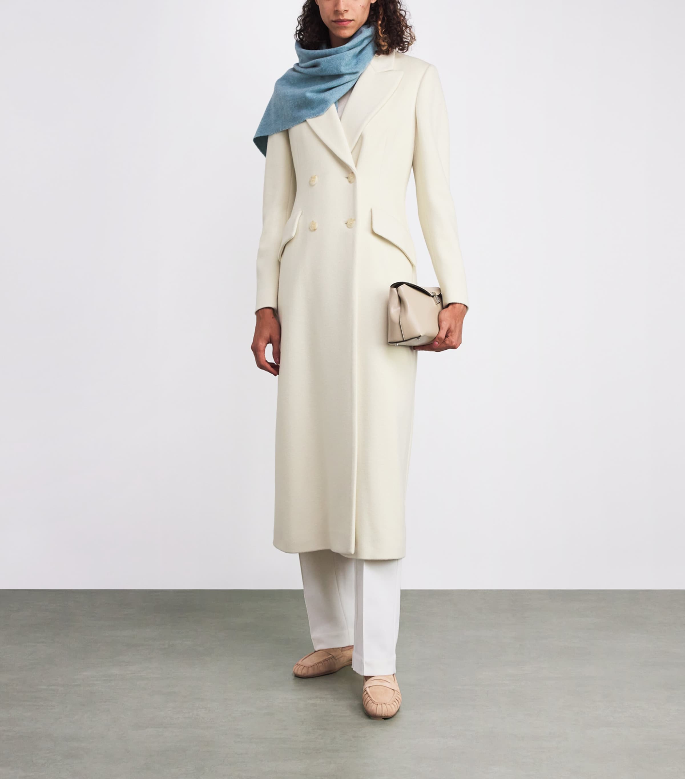 White Kid Cashmere Double-Breasted Coat