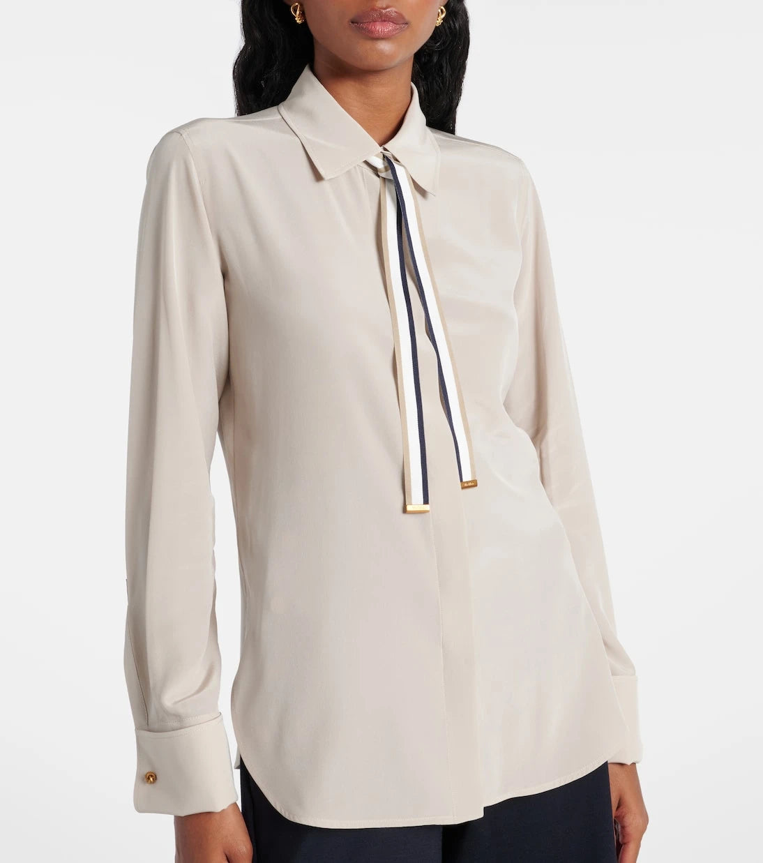 Max Mara - Apollo bow-detail silk crêpe blouse