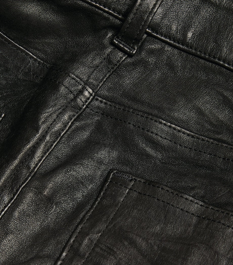 PAIGE Black Leather High-Rise Cindy Trousers