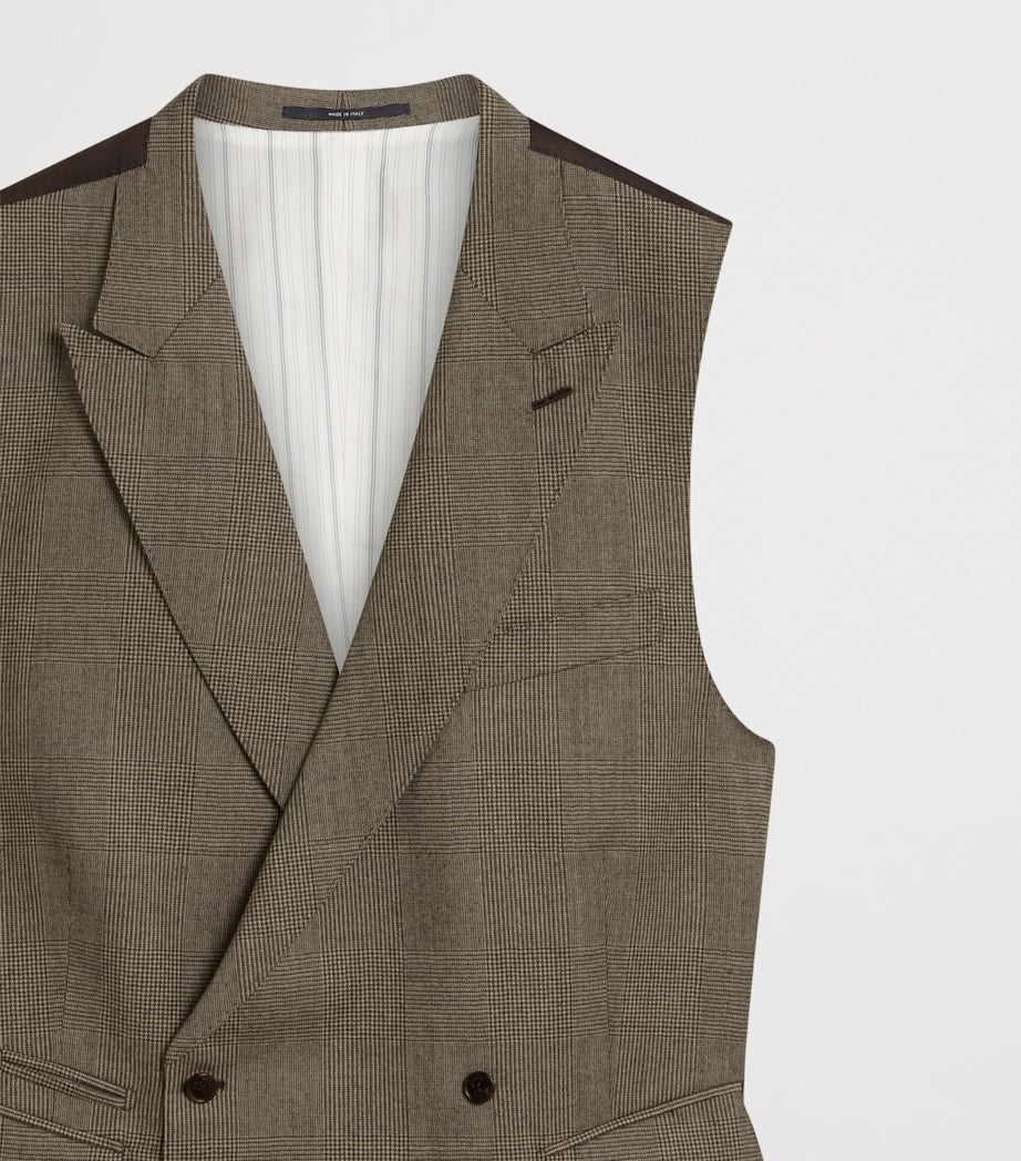 Wool Glen Check Double-Breasted Waistcoat