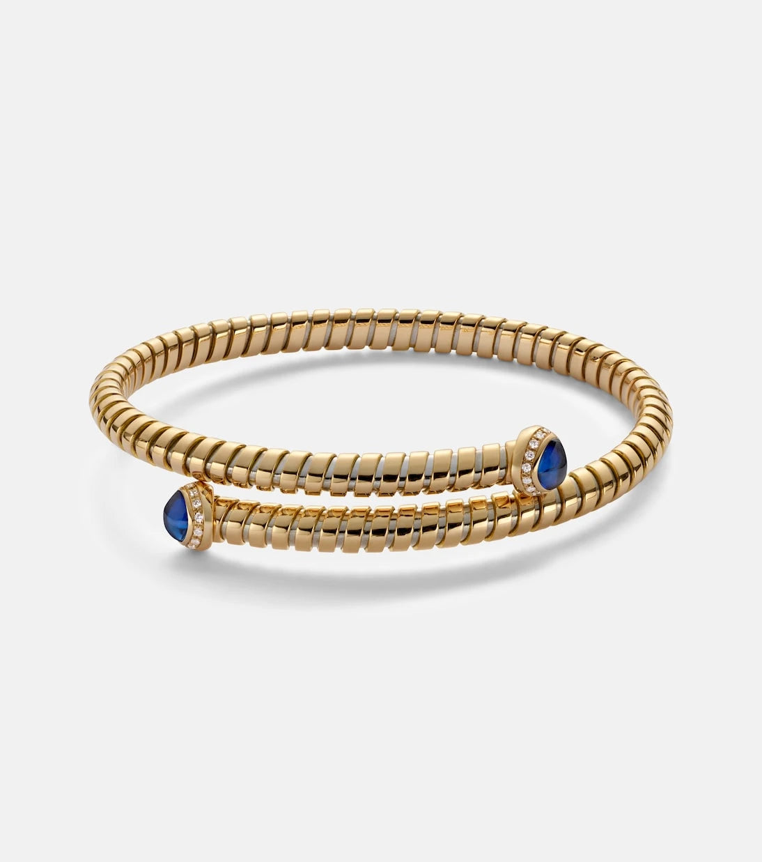 Marina B - 18kt yellow gold bangle with blue sapphires and diamonds