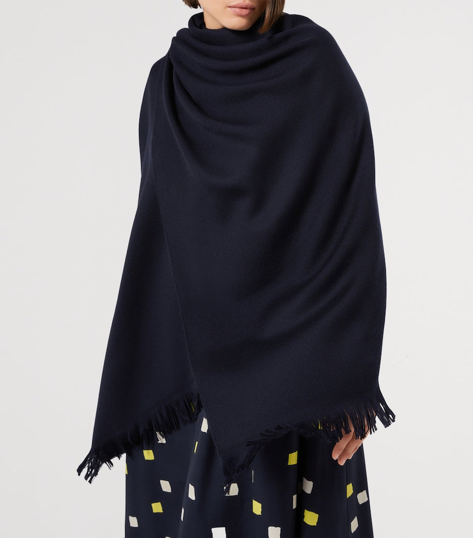 Marina Rinaldi Blue Virgin Wool Odessa Poncho