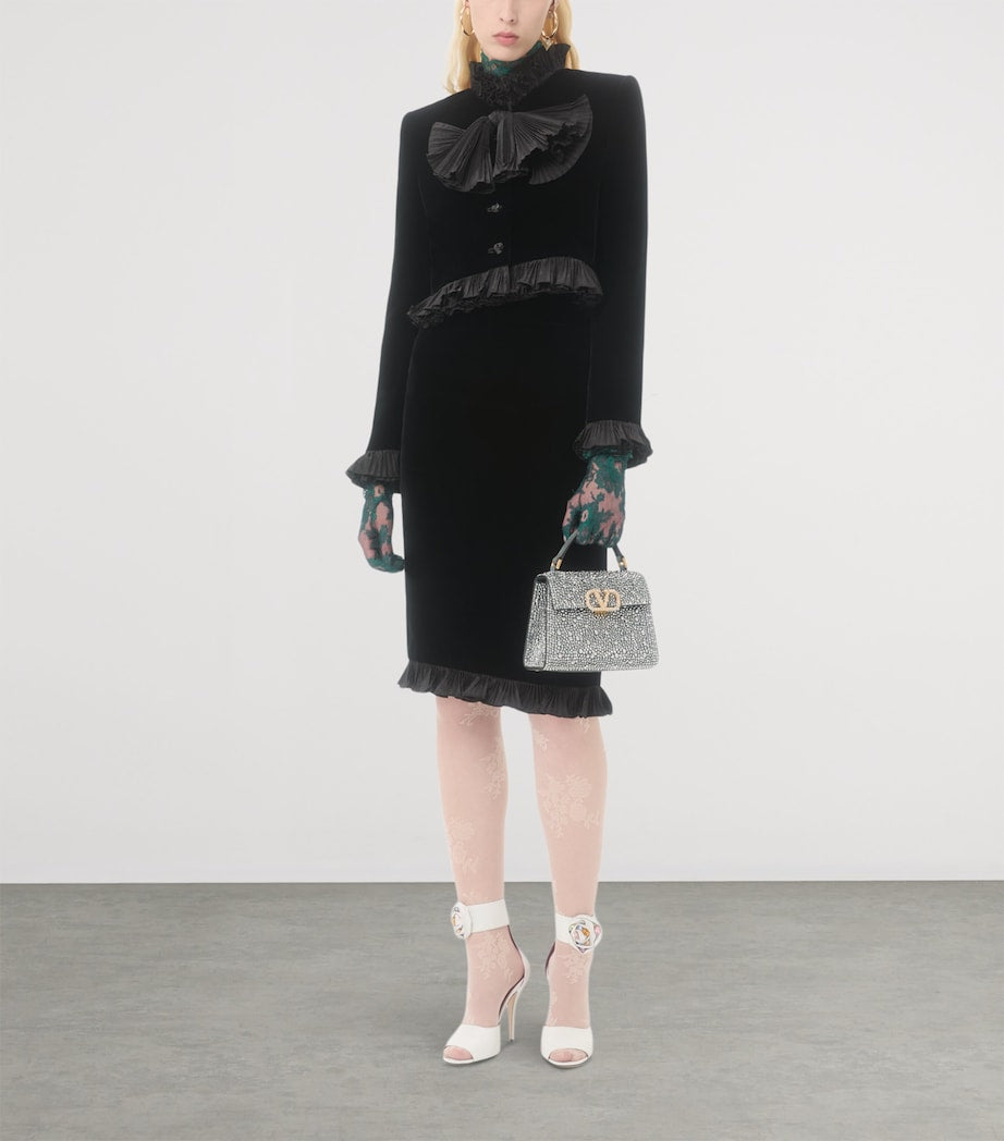 Valentino Garavani Silver Mini Leather Embellished Top-Handle Bag