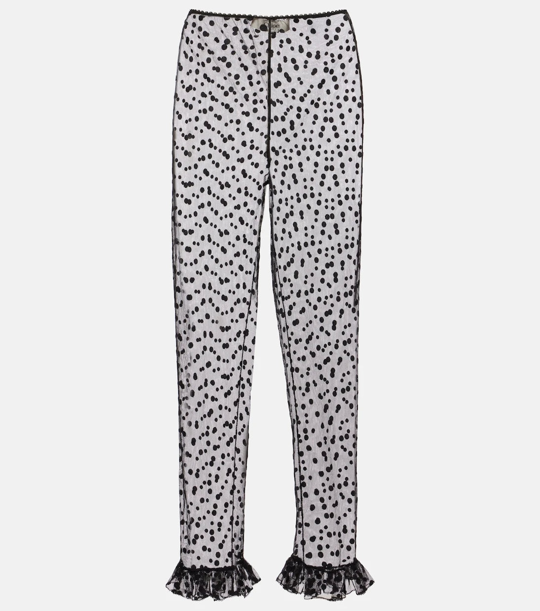 Chloé - Polka-dot cotton-blend tulle straight pants