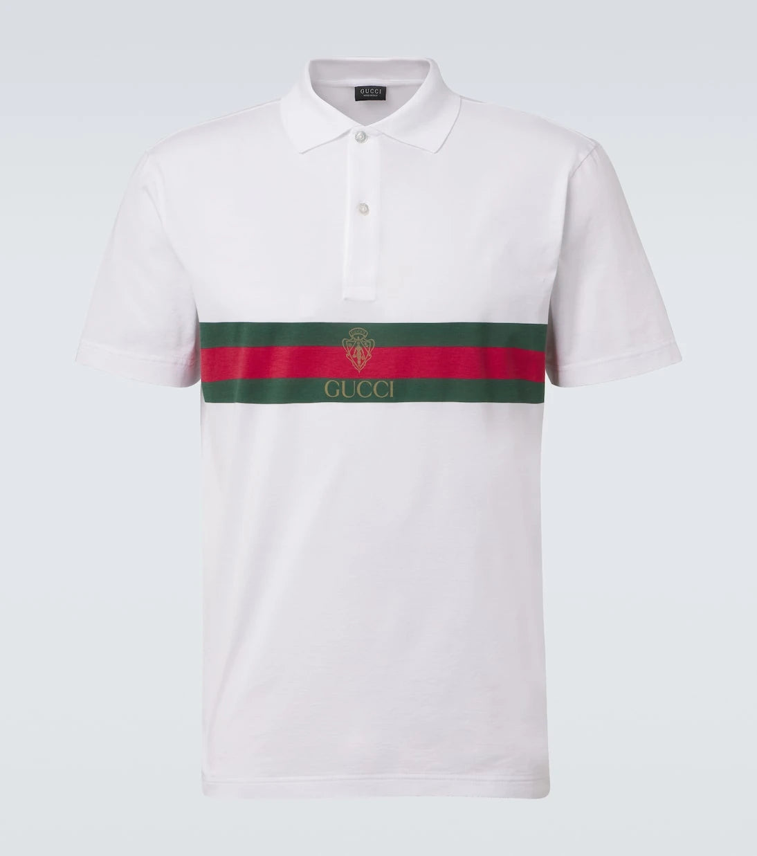 Gucci - قميص بولو من قطن الجيرسيه بنقشة الويب ستريب