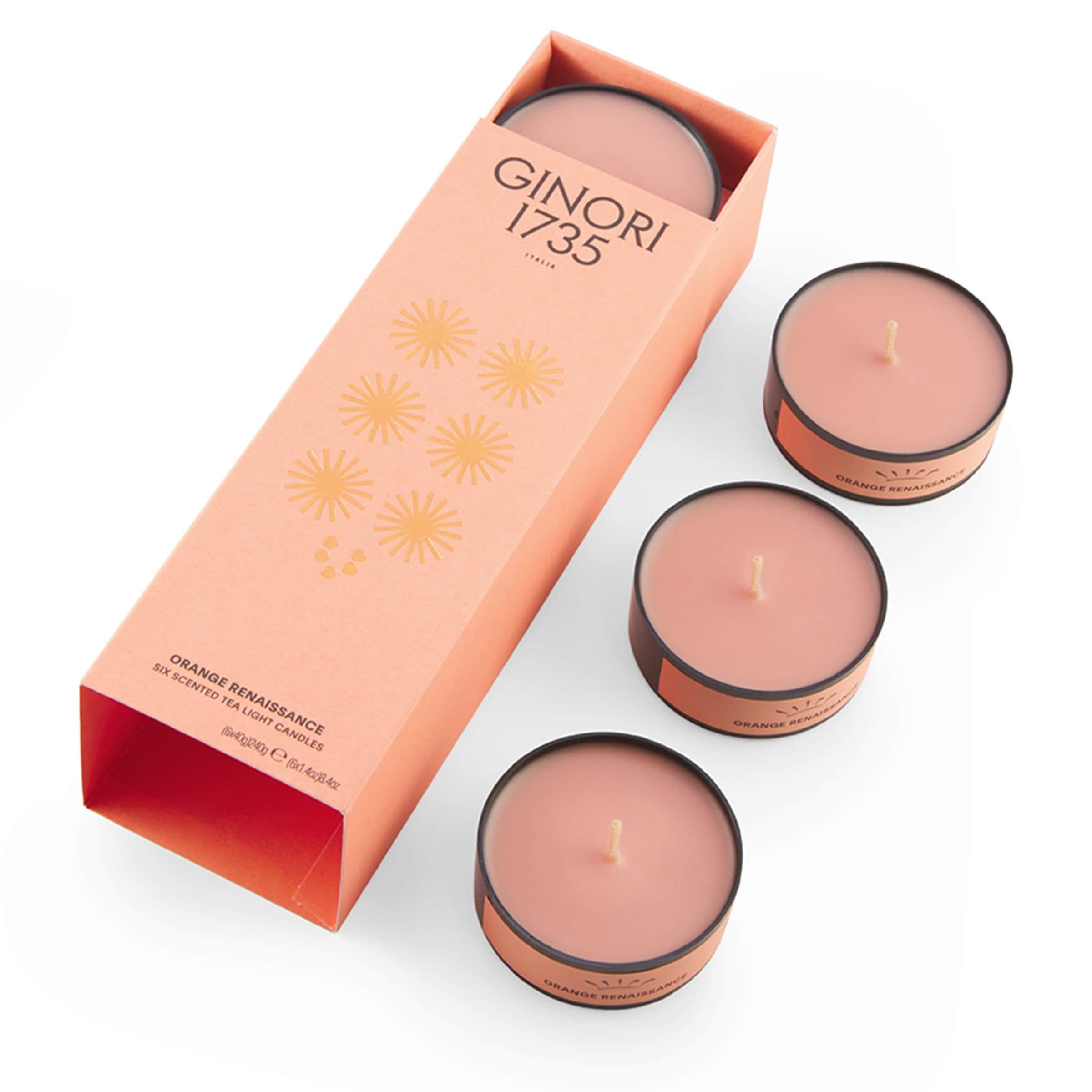 Orange Renaissance Tealight Candle Set (6 x 288g)