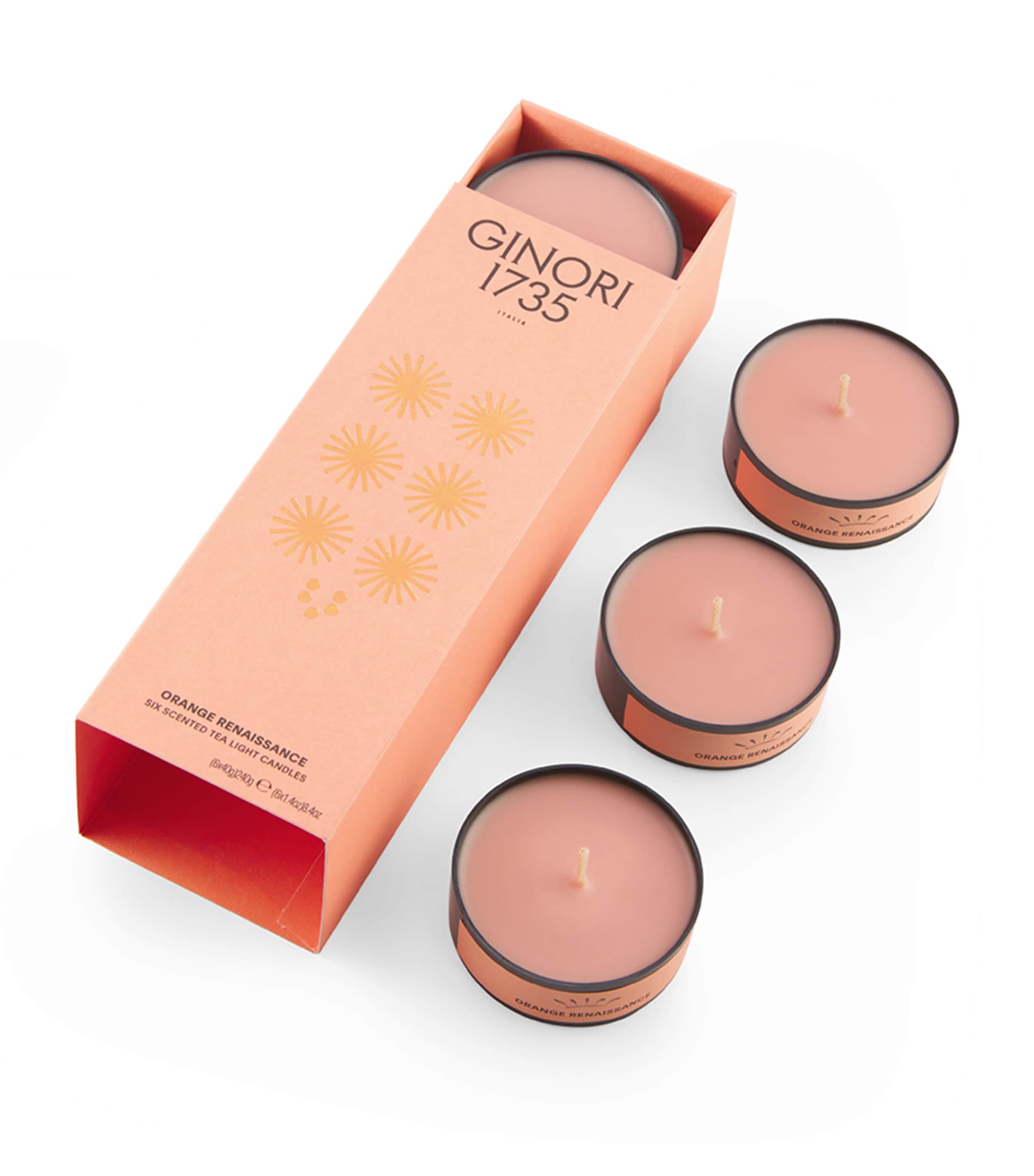 Orange Renaissance Tealight Candle Set (6 x 288g)