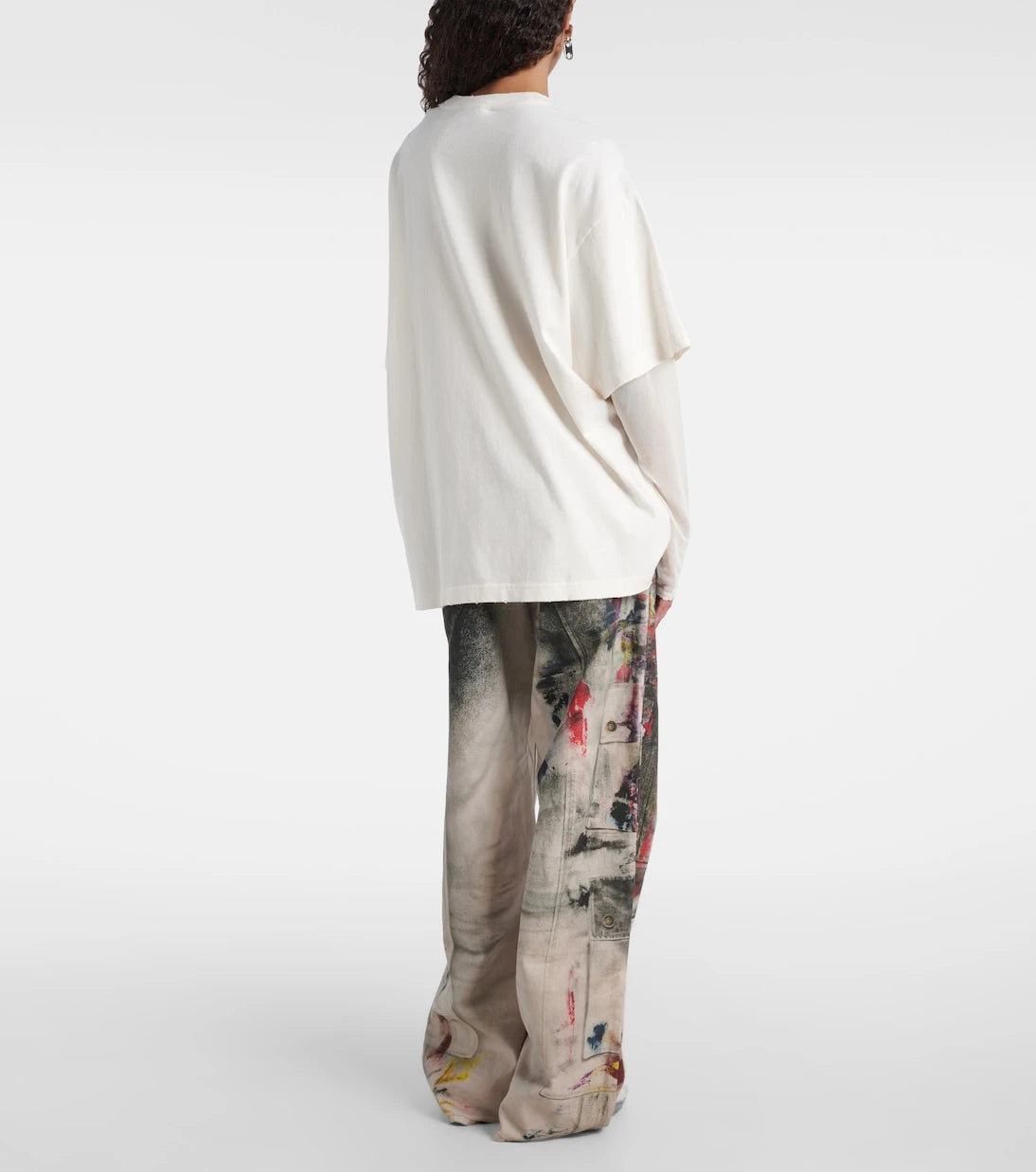 Acne Studios - تيشيرت بطبقات من القطن المطبوع