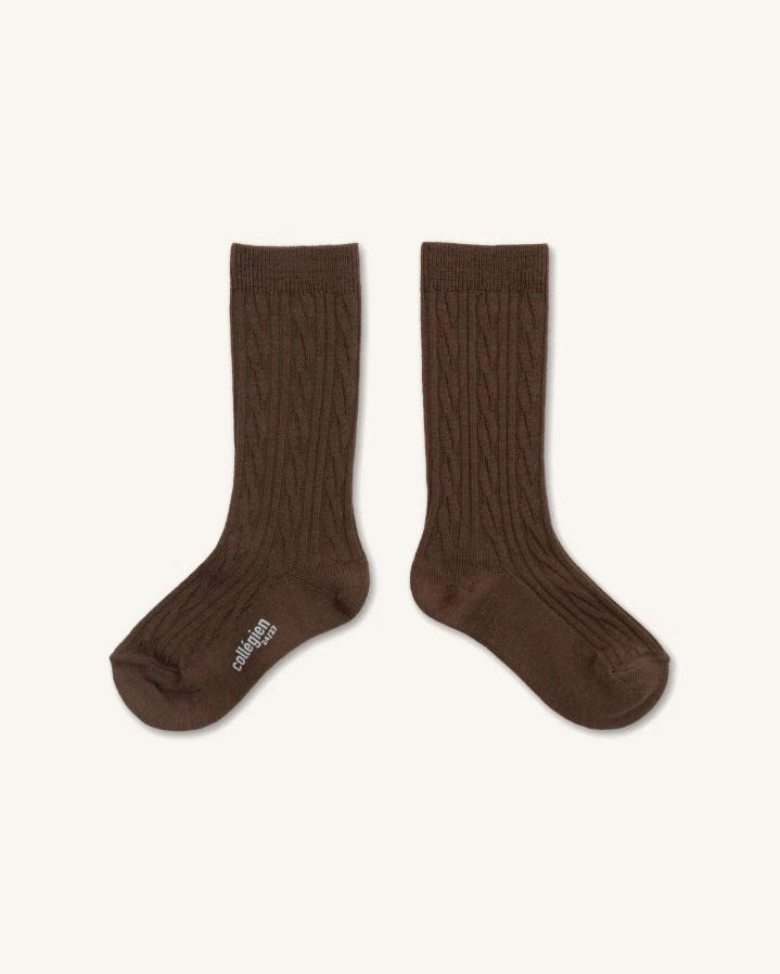 Collégien - Alix Merino Wool High Socks | Chocolate