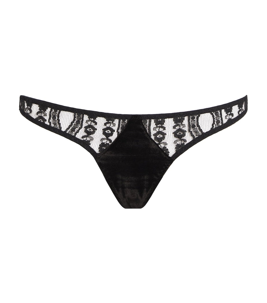 Coco De Mer Black Velvet-Lace Kiana Briefs