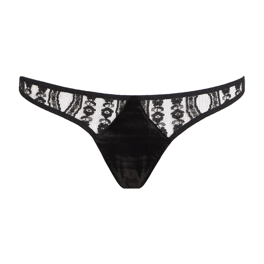 Coco De Mer Black Velvet-Lace Kiana Briefs