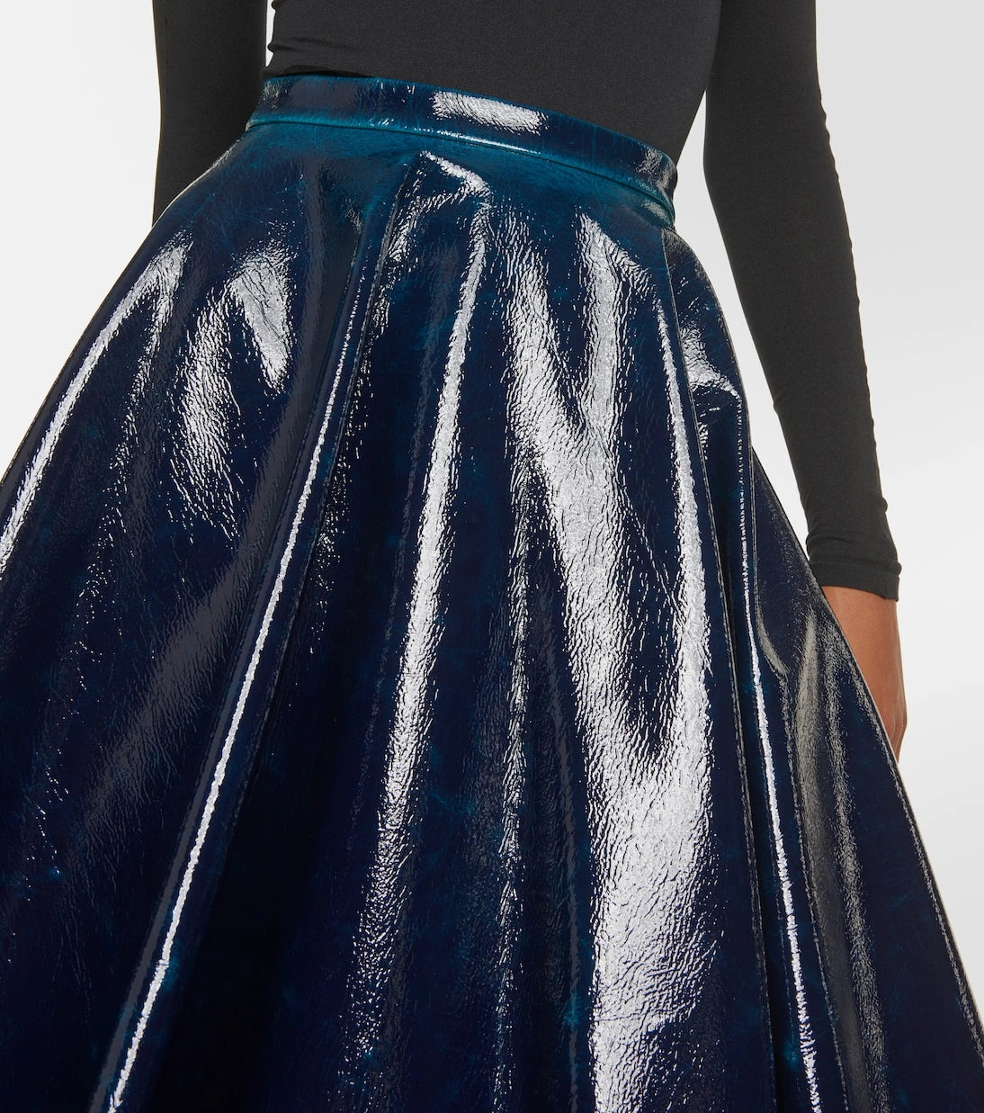Alaïa - Coated wool-blend midi skirt