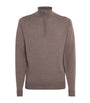 John Smedley Brown Extra Fine Merino Wool Half-Zip Tapton Sweater