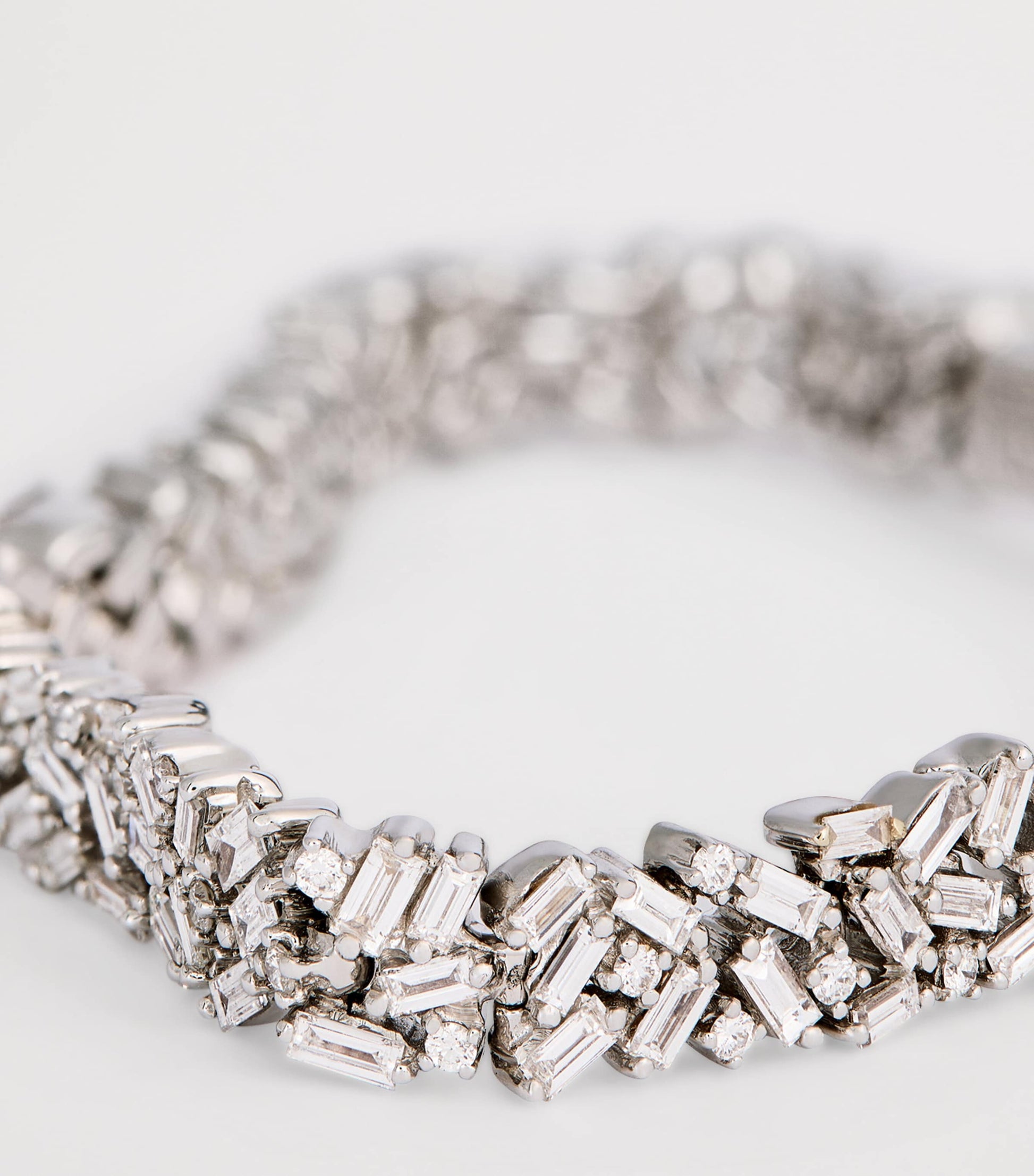 White Gold and Diamond Fireworks Three-Row Tennis Bracelet