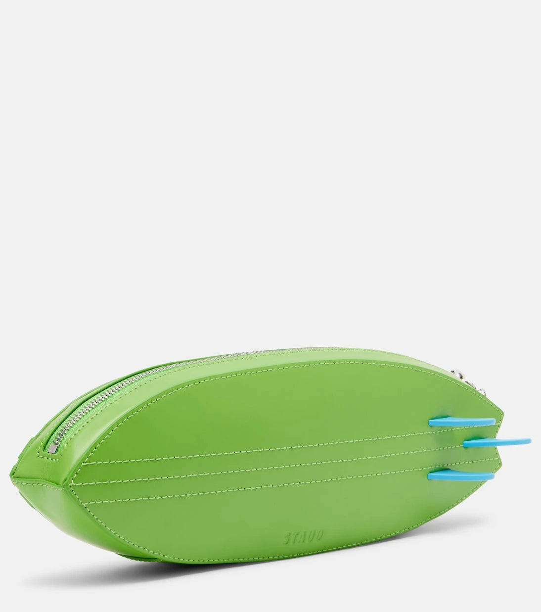 Staud - Surfboard striped leather clutch