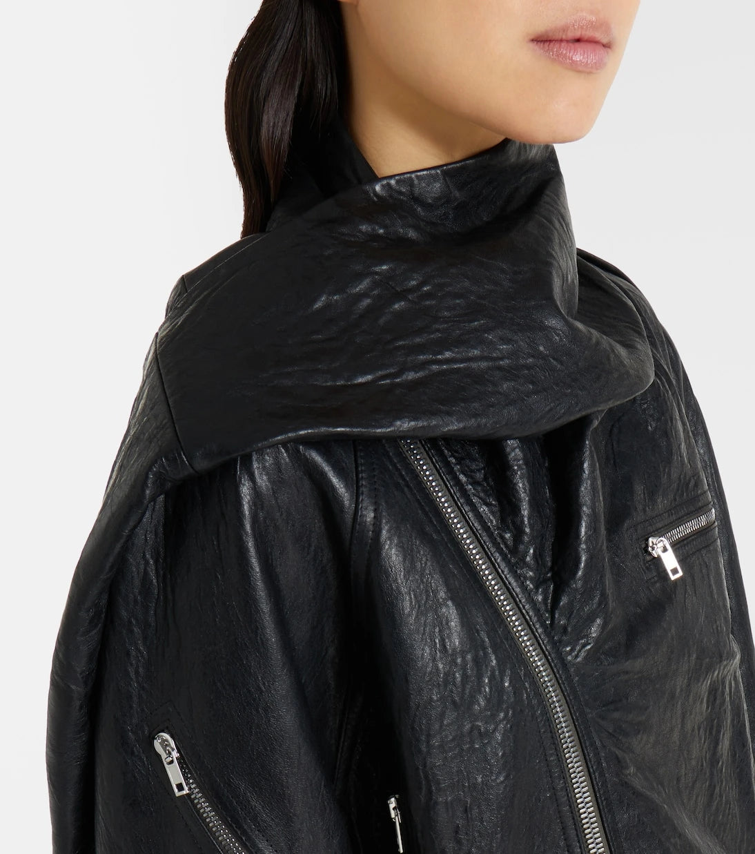 Rick Owens - Scarf Light leather biker jacket