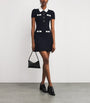 Self-Portrait Navy Rib-Knit Contrast-Trim Mini Dress