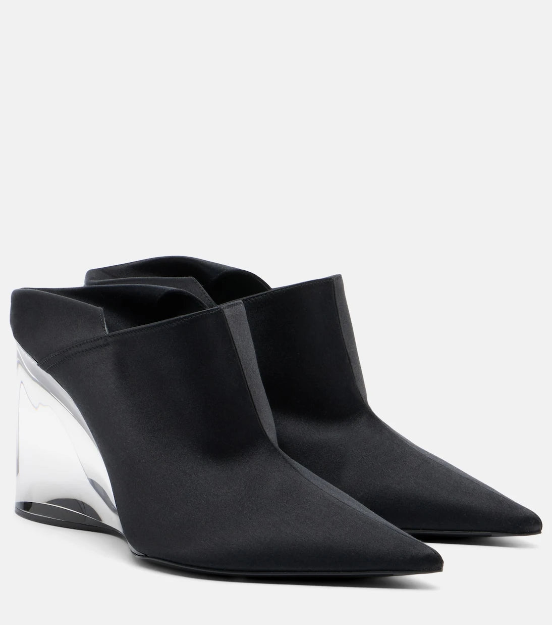 Alaïa - Invisible convertible satin wedge mules