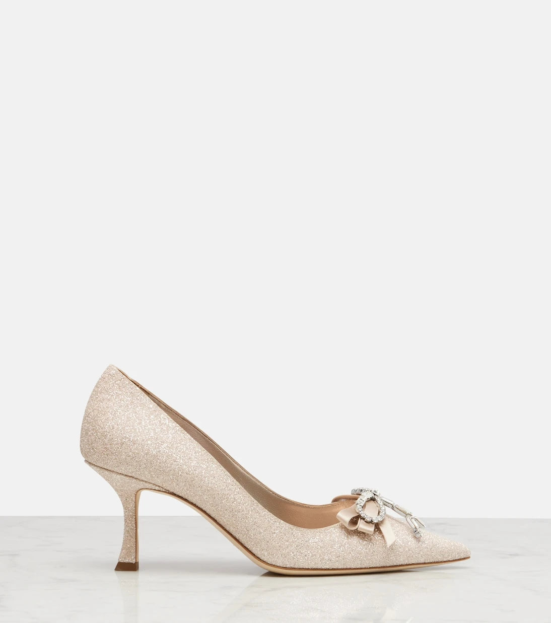 Jimmy Choo - حذاء أوريا 70 بالكعب العالي اللامع والمزين بالكريستال