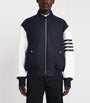 Thom Browne Navy Wool-Leather 4-Bar Oversized Bomber Jacket