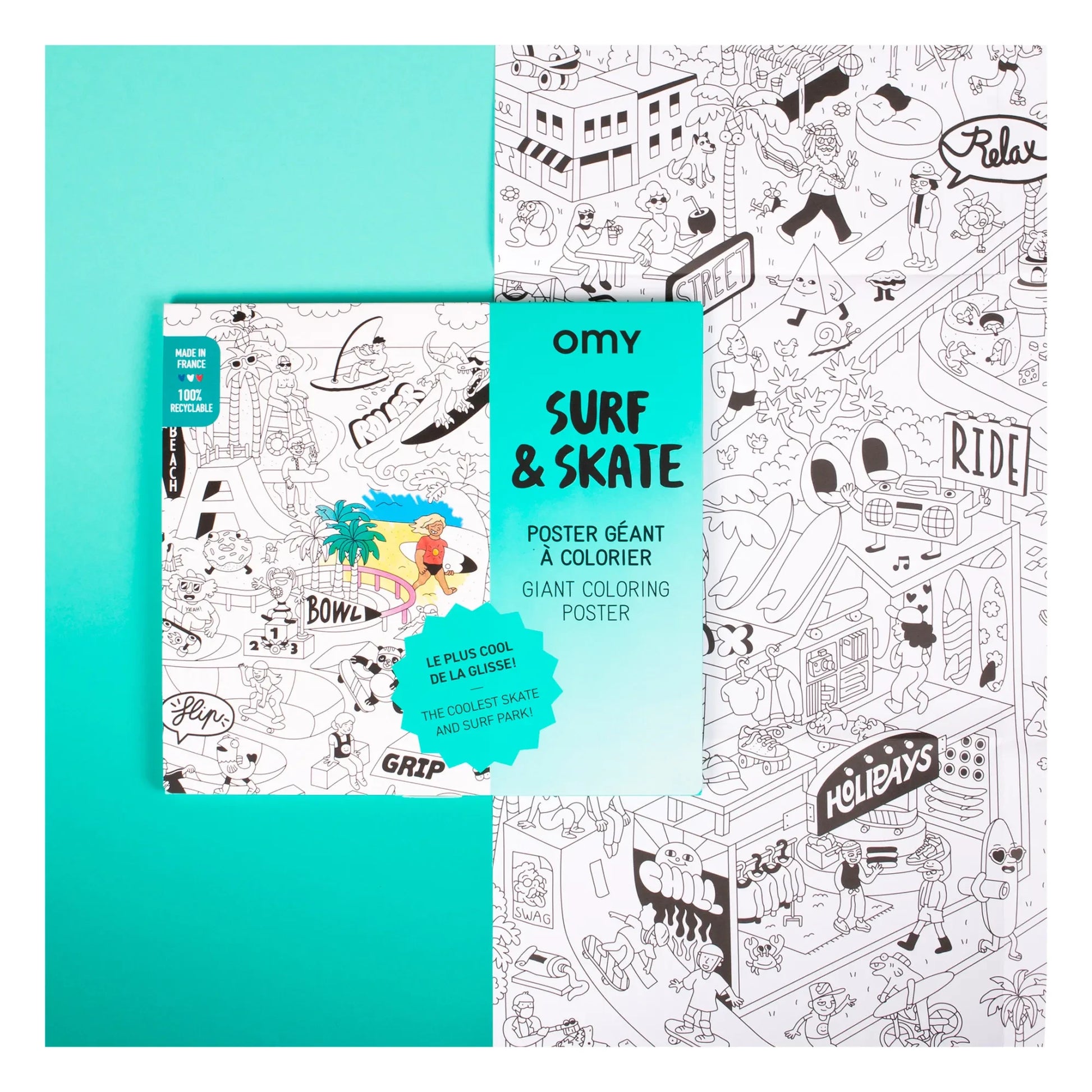 Omy - Coloring Poster - Surf & skate