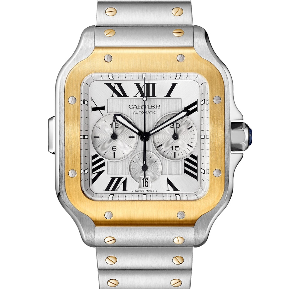 Stainless Steel and Yellow Gold Santos de Cartier Watch 43.3mm