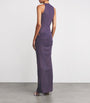 Purple Stretch-Mesh Maxi Dress