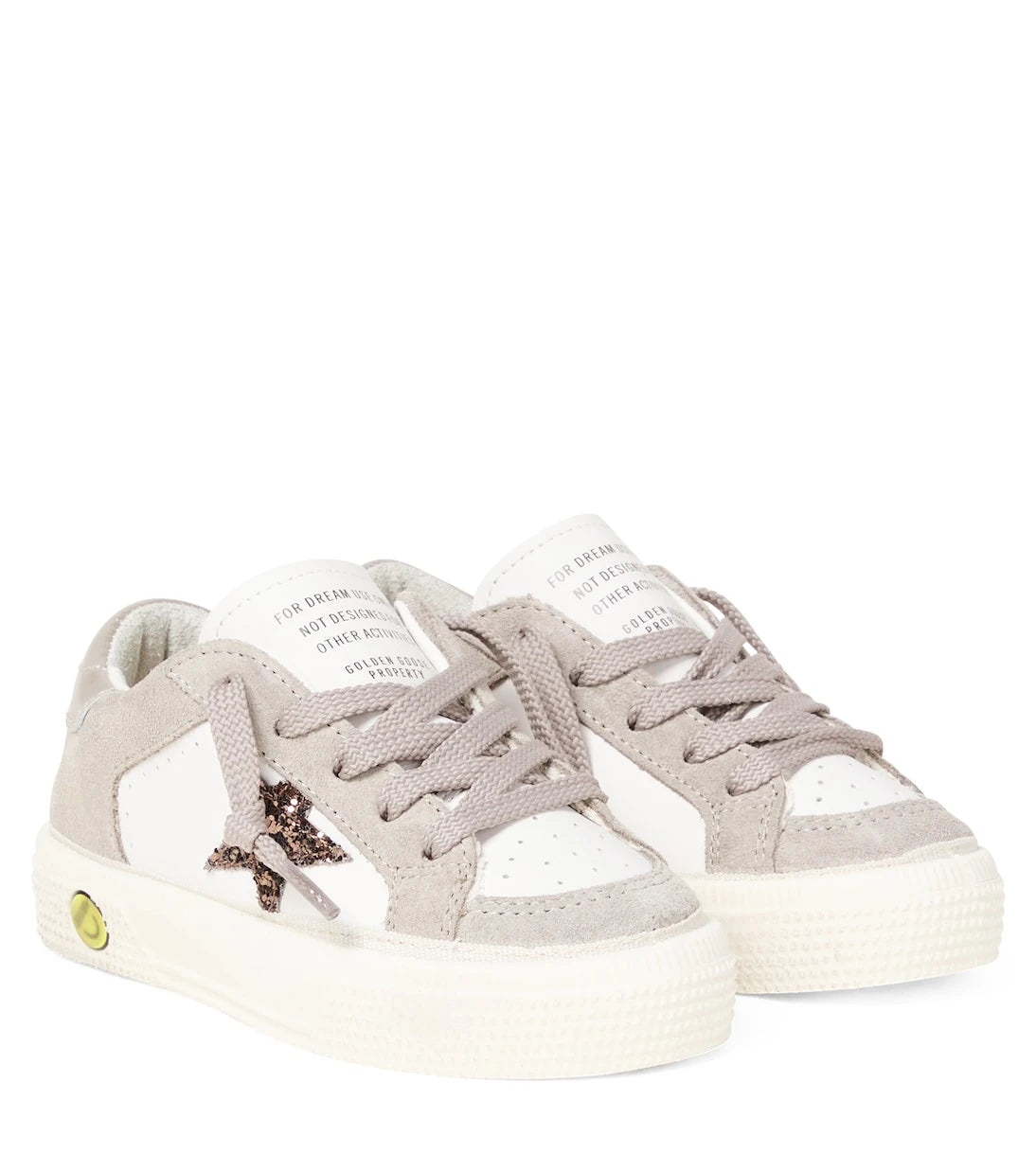Golden Goose Kids - حذاء رياضي May مزين بالجلد السويدي