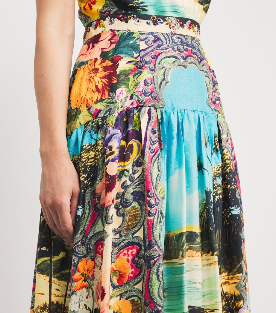 Camilla Multi Silk Bathing Bombshell Maxi Skirt