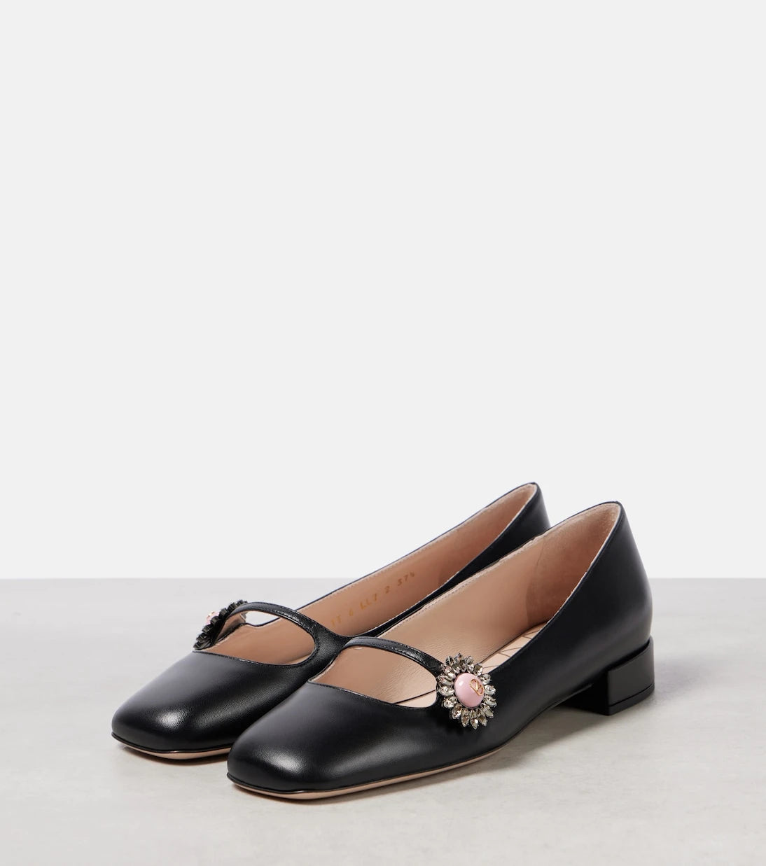 Valentino Garavani - Embellished leather Mary Jane flats