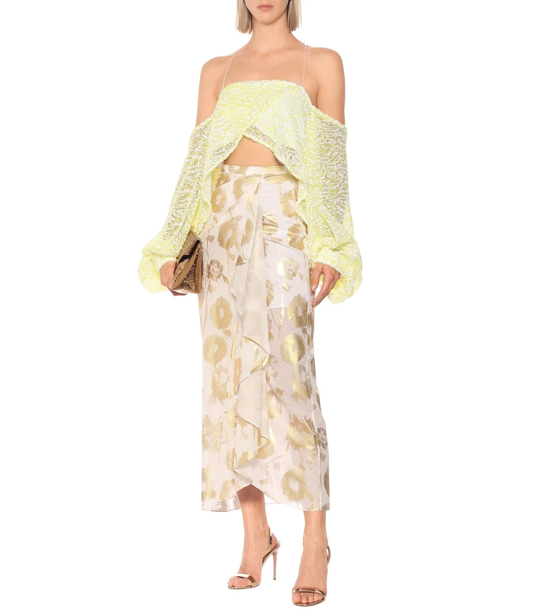 Halpern - Floral cotton-voile wrap skirt