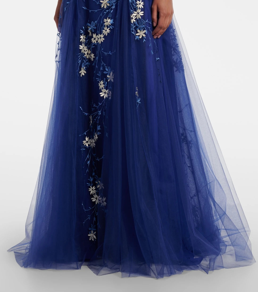 Costarellos - Floral-appliqué tulle gown