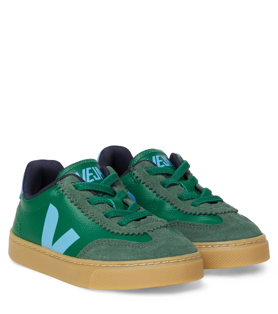 Veja Kids - Volley suede-trimmed leather sneakers
