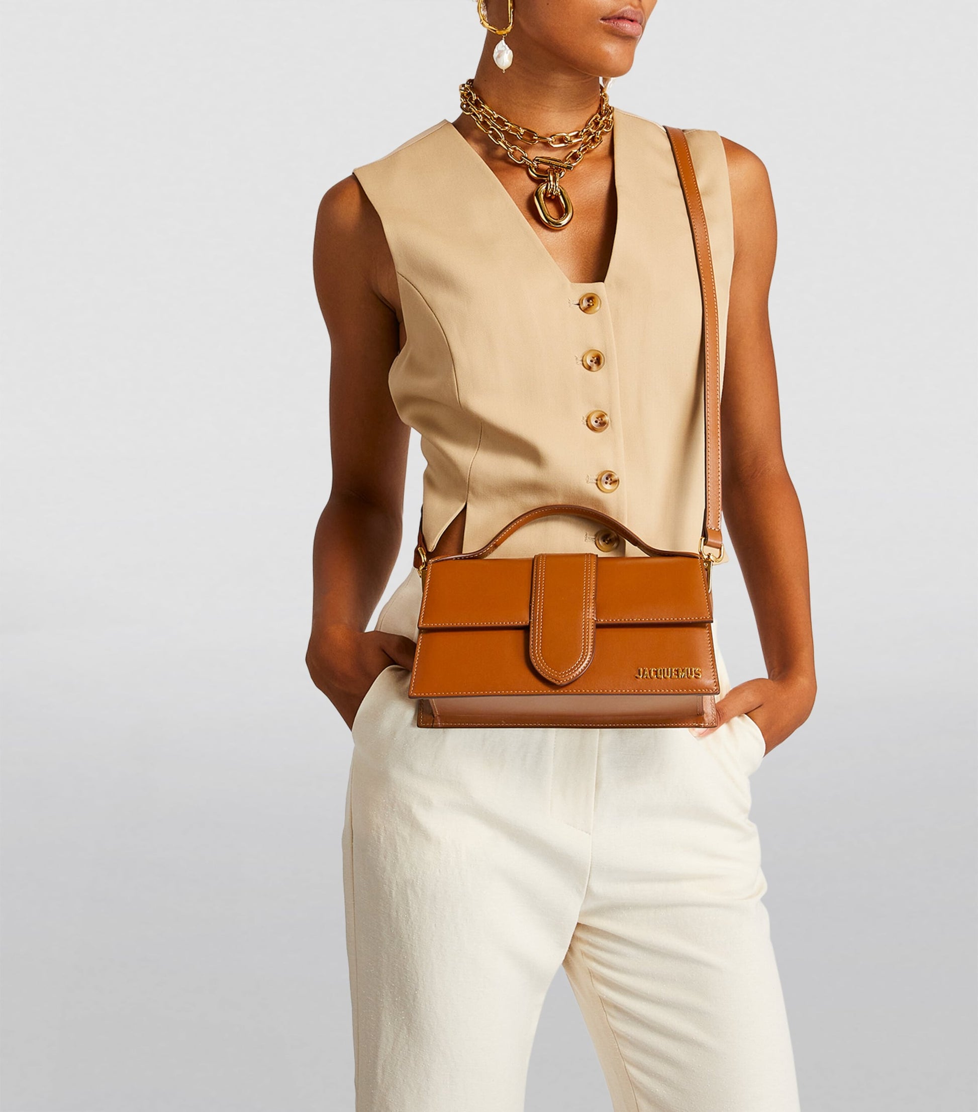 Jacquemus Brown Leather Le Grand Bambino Top-Handle Bag