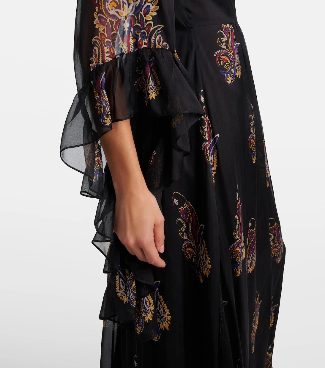 Etro - فستان ماكسي من حرير البيزلي